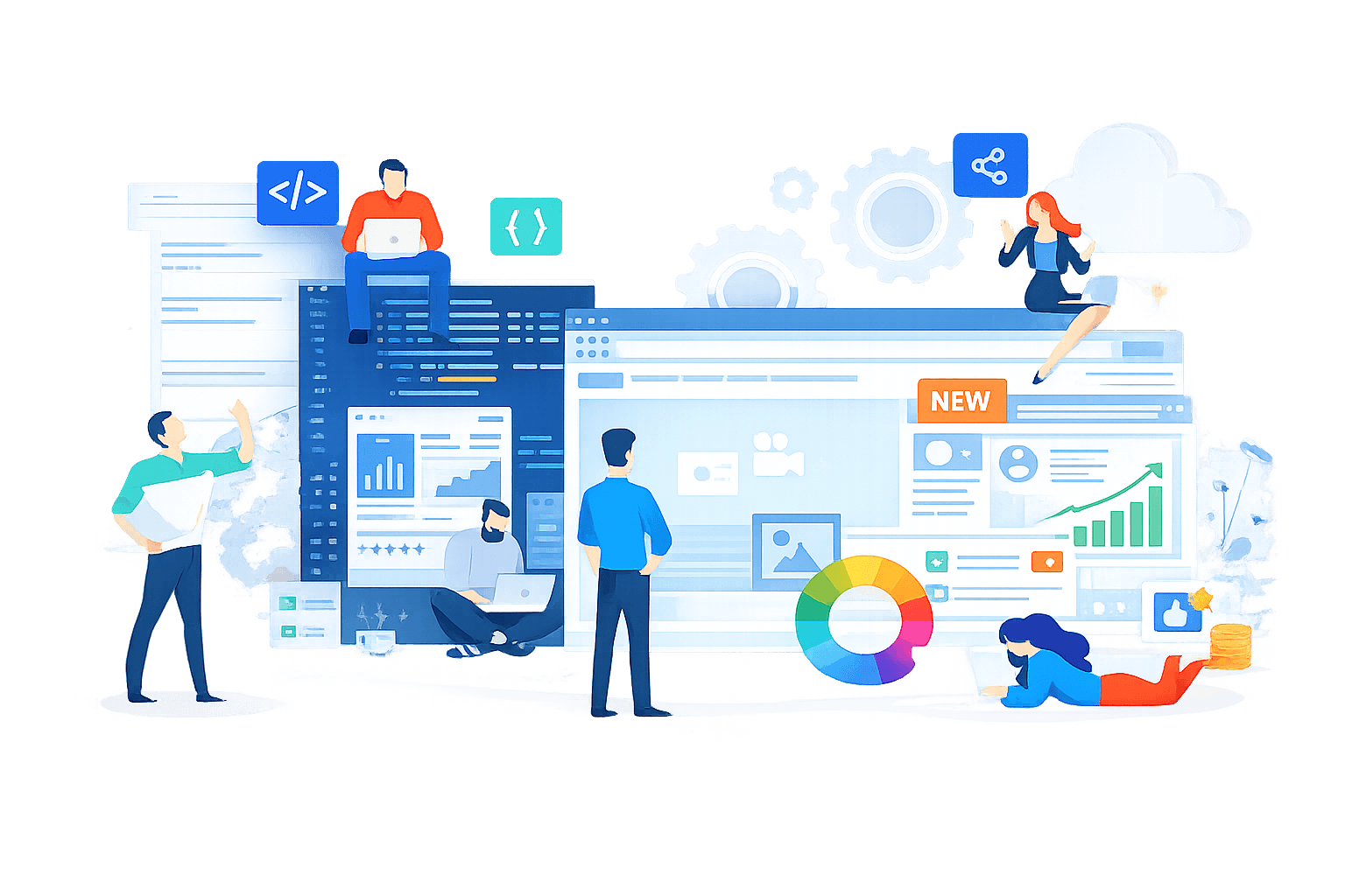 Illustration representing web application development.