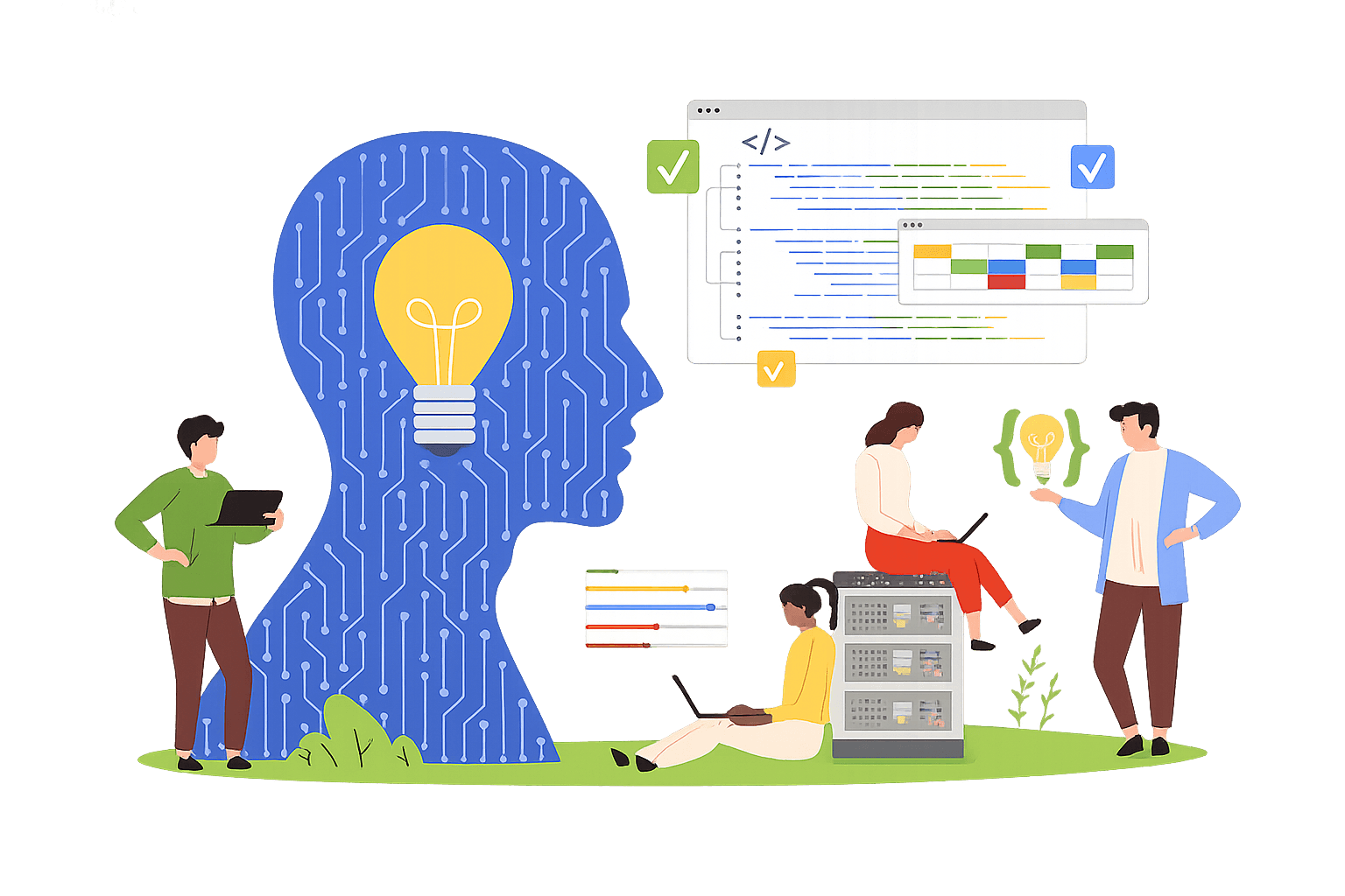 Illustration representing IT staff augmentation and dedicated engineering talent.