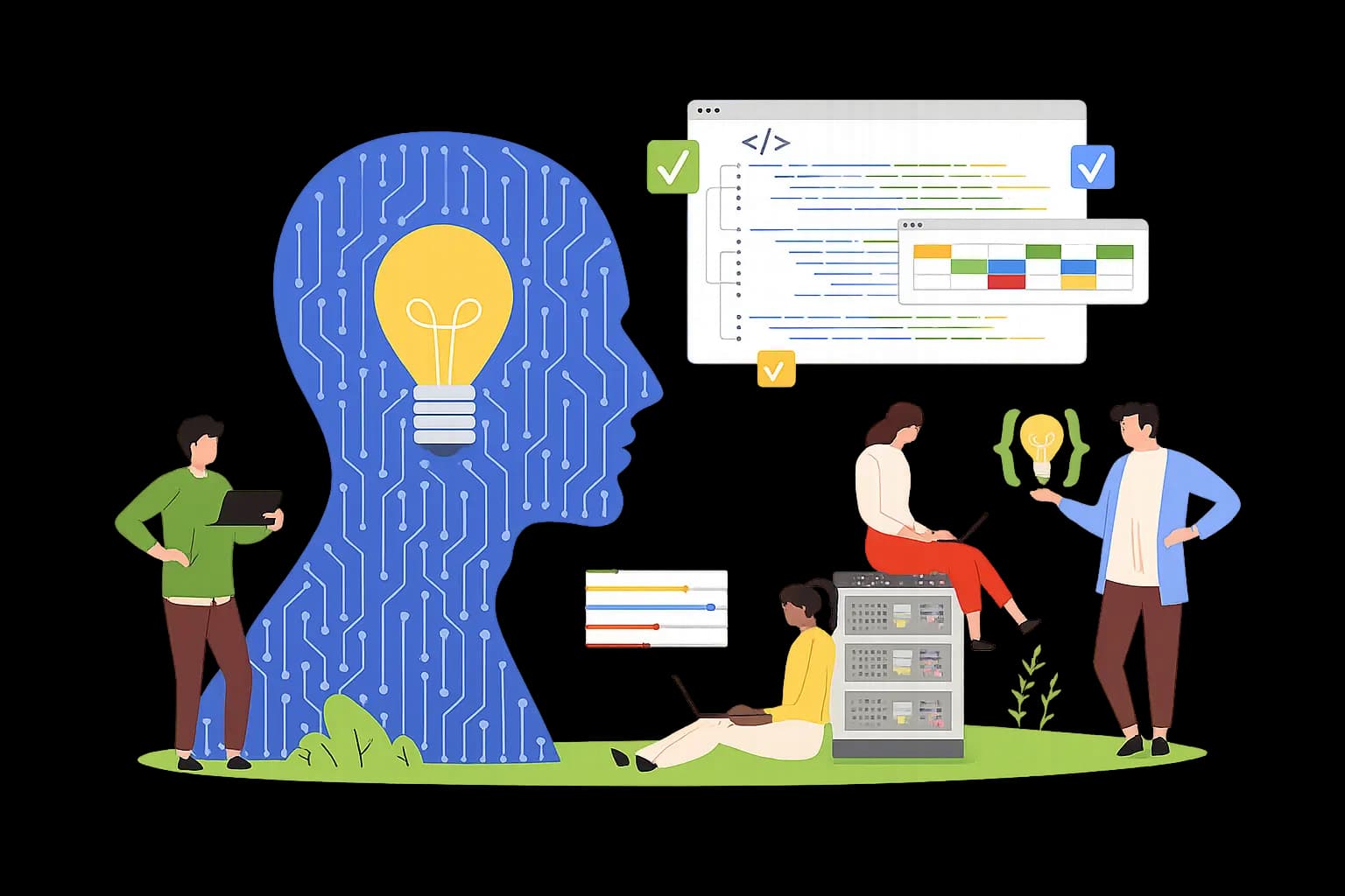 Illustration representing IT staff augmentation and dedicated engineering talent.