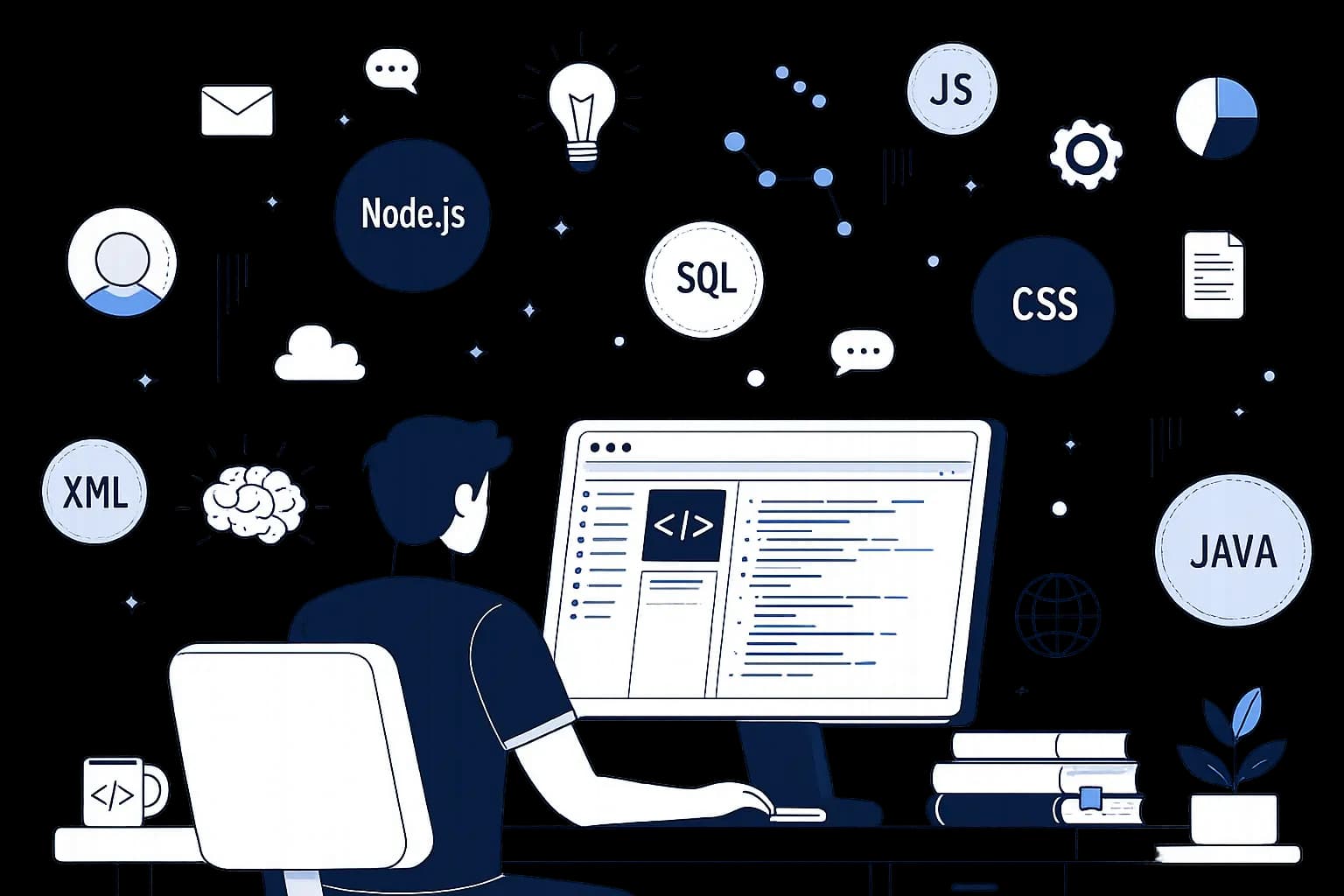 Illustration representing web application development.